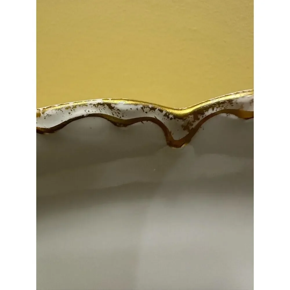 Vintage Haviland France Porcelain Plate Scalloped Gold Rim Elegant Dining Decor‎